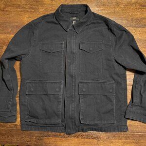 H&M Utility jacket Size XL Dark Heather/Black  Full Zip Button Chore Denim